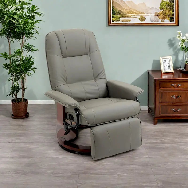 Poltrona reclinabile girevole in pelle PU marrone/grigio/crema/nera/blu/arancione, monoposto