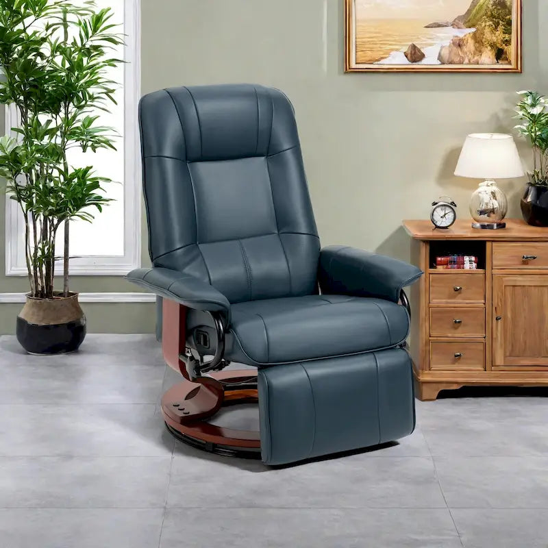 Poltrona reclinabile girevole in pelle PU marrone/grigio/crema/nera/blu/arancione, monoposto