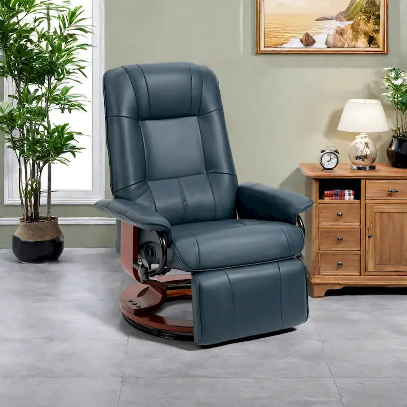 Poltrona reclinabile girevole in pelle PU marrone/grigio/crema/nera/blu/arancione, monoposto