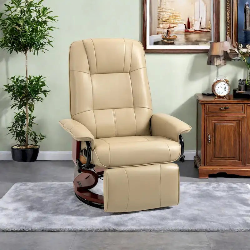 Poltrona reclinabile girevole in pelle PU marrone/grigio/crema/nera/blu/arancione, monoposto