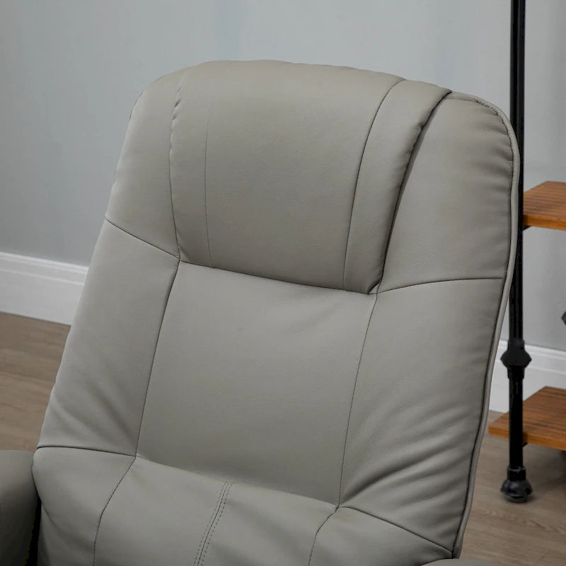 Poltrona reclinabile girevole in pelle PU marrone/grigio/crema/nera/blu/arancione, monoposto