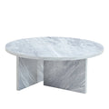 Tavolino da caffè rotondo bianco/noce, MDF, 1 pezzo