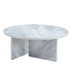 Tavolino da caffè rotondo bianco/noce, MDF, 1 pezzo
