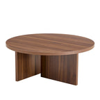 Tavolino da caffè rotondo bianco/noce, MDF, 1 pezzo