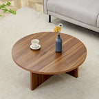 Tavolino da caffè rotondo bianco/noce, MDF, 1 pezzo