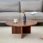 Tavolino da caffè rotondo bianco/noce, MDF, 1 pezzo