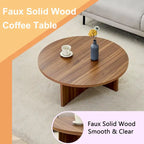 Tavolino da caffè rotondo bianco/noce, MDF, 1 pezzo