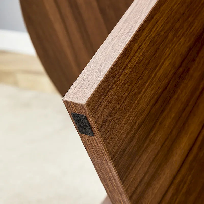 Tavolino da caffè rotondo bianco/noce, MDF, 1 pezzo