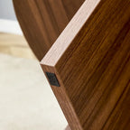 Tavolino da caffè rotondo bianco/noce, MDF, 1 pezzo