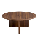 Tavolino da caffè rotondo bianco/noce, MDF, 1 pezzo
