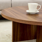 Tavolino da caffè rotondo bianco/noce, MDF, 1 pezzo