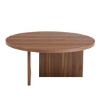 Tavolino da caffè rotondo bianco/noce, MDF, 1 pezzo