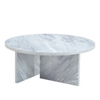 Tavolino da caffè rotondo bianco/noce, MDF, 1 pezzo