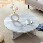 Tavolino da caffè rotondo bianco/noce, MDF, 1 pezzo