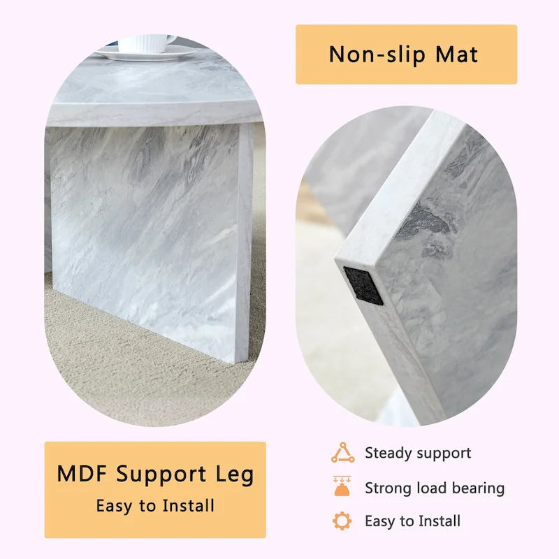 Tavolino da caffè rotondo bianco/noce, MDF, 1 pezzo