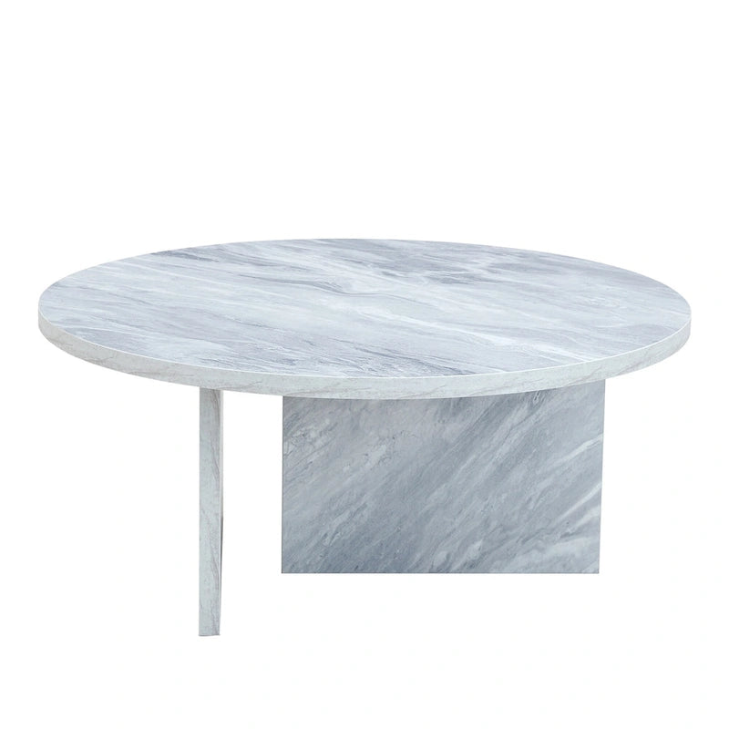 Tavolino da caffè rotondo bianco/noce, MDF, 1 pezzo