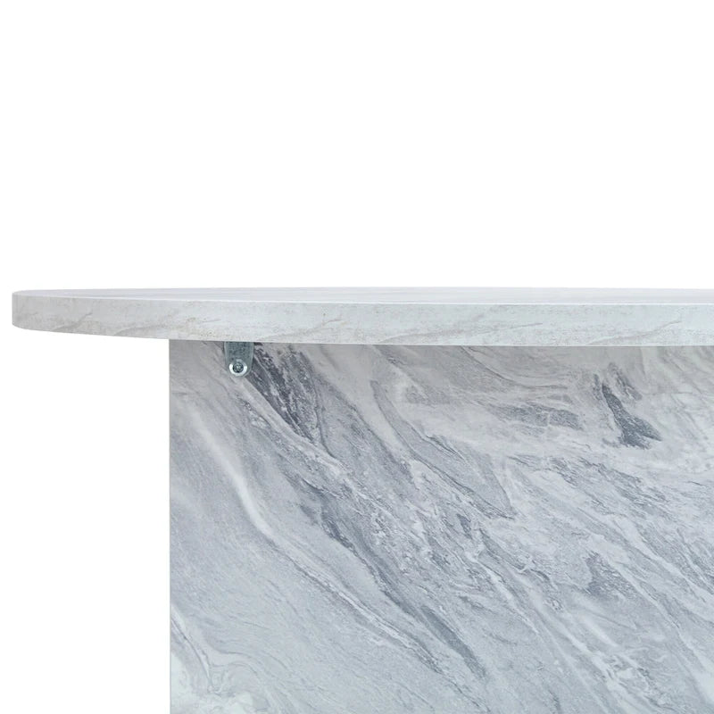 Tavolino da caffè rotondo bianco/noce, MDF, 1 pezzo