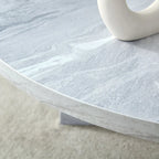 Tavolino da caffè rotondo bianco/noce, MDF, 1 pezzo