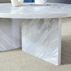 Tavolino da caffè rotondo bianco/noce, MDF, 1 pezzo