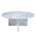 Tavolino da caffè rotondo bianco/noce, MDF, 1 pezzo
