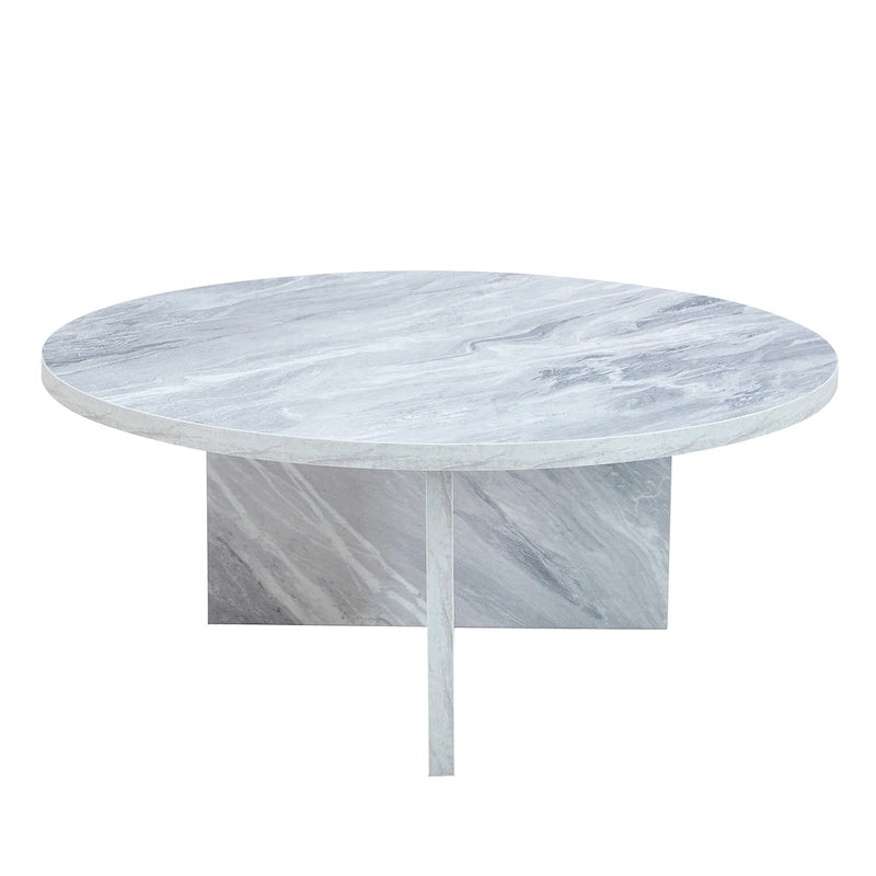 Tavolino da caffè rotondo bianco/noce, MDF, 1 pezzo