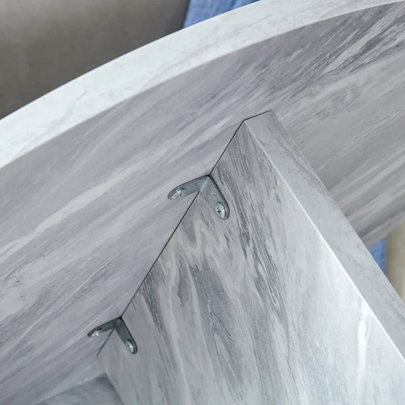 Tavolino da caffè rotondo bianco/noce, MDF, 1 pezzo