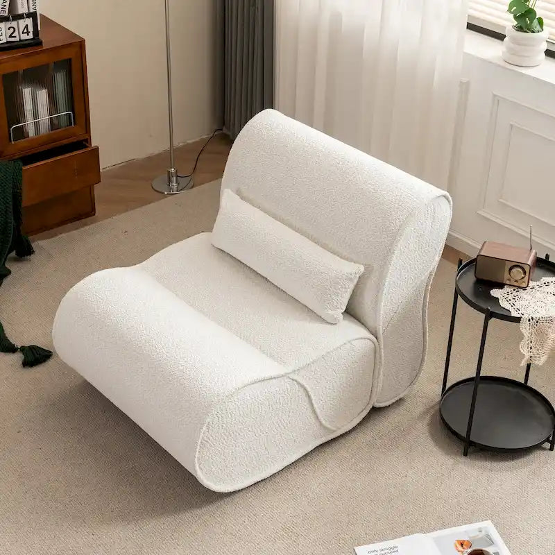 Poltrona reclinabile in tessuto granulato con cuscini – Nero opaco / Beige / Grigio scuro, Posto singolo