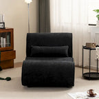 Poltrona reclinabile in tessuto granulato con cuscini – Nero opaco / Beige / Grigio scuro, Posto singolo