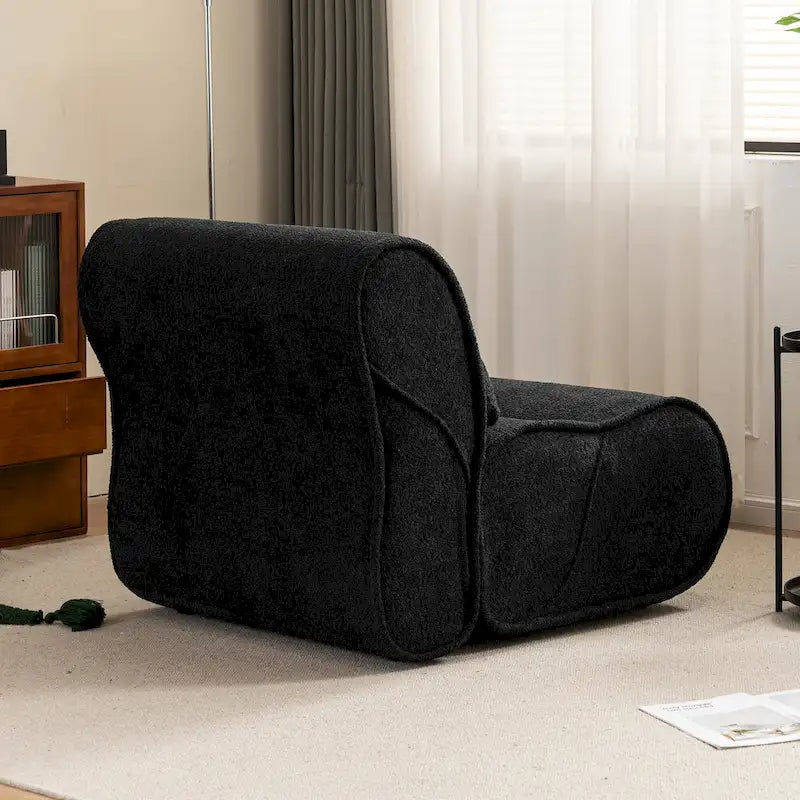 Poltrona reclinabile in tessuto granulato con cuscini – Nero opaco / Beige / Grigio scuro, Posto singolo