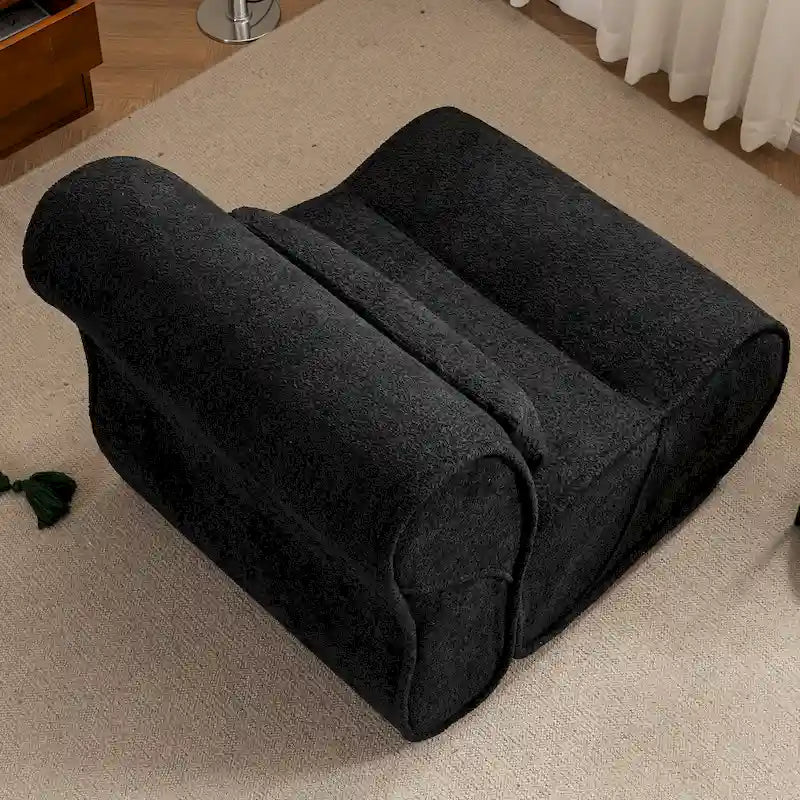 Poltrona reclinabile in tessuto granulato con cuscini – Nero opaco / Beige / Grigio scuro, Posto singolo