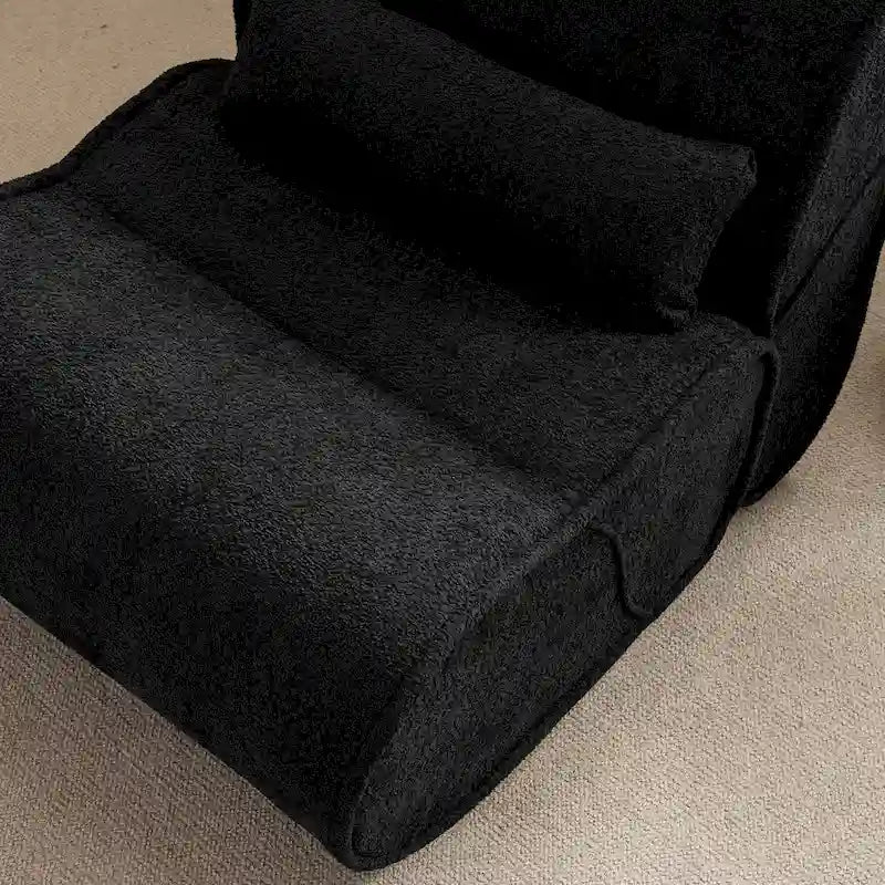 Poltrona reclinabile in tessuto granulato con cuscini – Nero opaco / Beige / Grigio scuro, Posto singolo