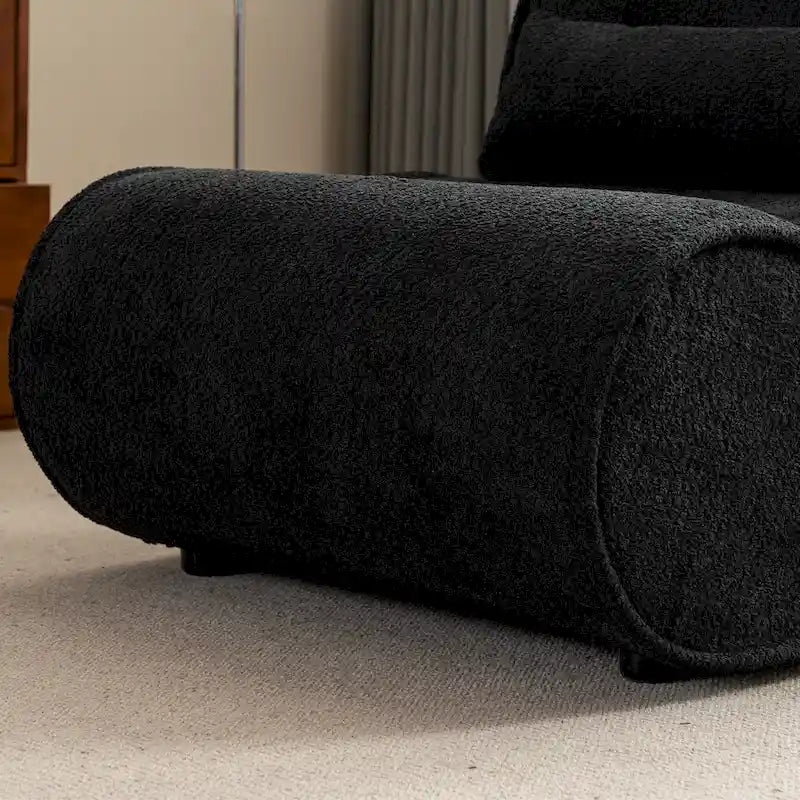 Poltrona reclinabile in tessuto granulato con cuscini – Nero opaco / Beige / Grigio scuro, Posto singolo