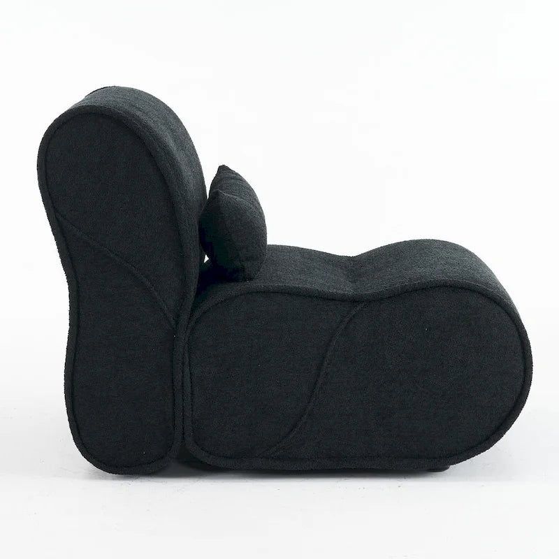 Poltrona reclinabile in tessuto granulato con cuscini – Nero opaco / Beige / Grigio scuro, Posto singolo