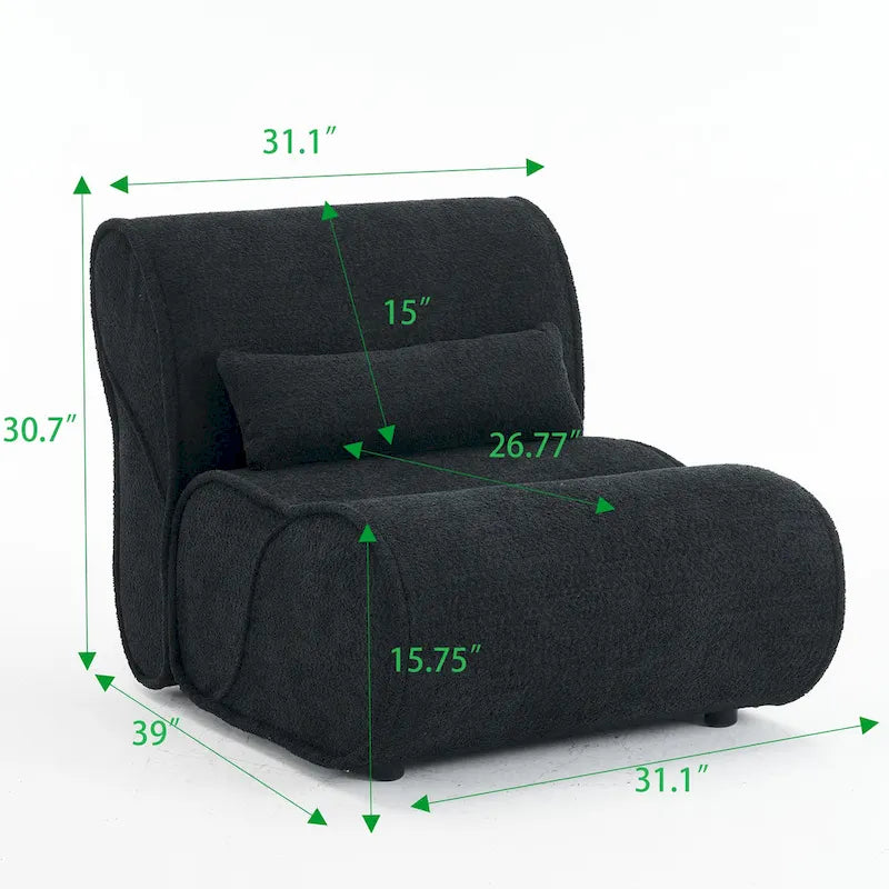 Poltrona reclinabile in tessuto granulato con cuscini – Nero opaco / Beige / Grigio scuro, Posto singolo