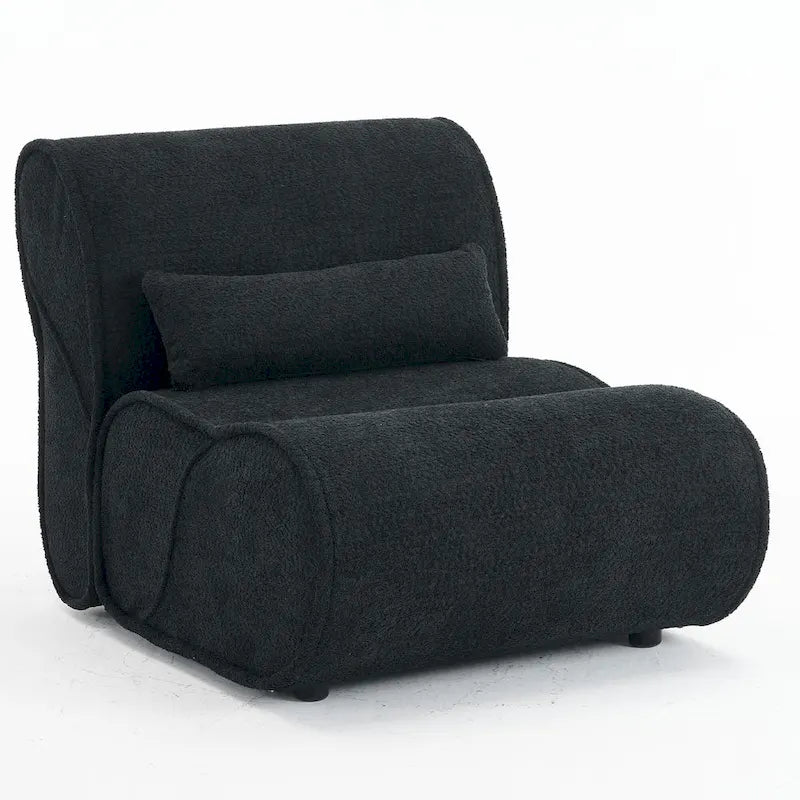 Poltrona reclinabile in tessuto granulato con cuscini – Nero opaco / Beige / Grigio scuro, Posto singolo