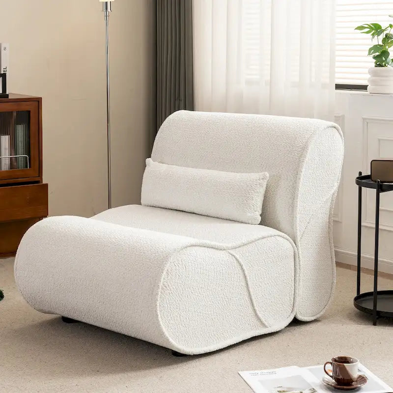 Poltrona reclinabile in tessuto granulato con cuscini – Nero opaco / Beige / Grigio scuro, Posto singolo