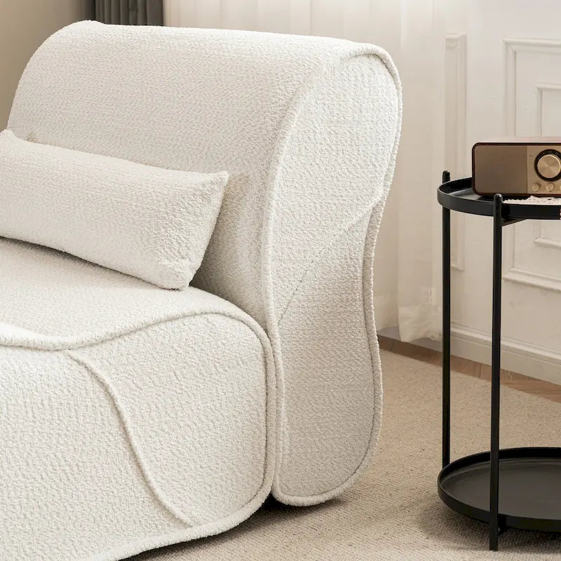 Poltrona reclinabile in tessuto granulato con cuscini – Nero opaco / Beige / Grigio scuro, Posto singolo