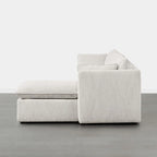 Divano componibile a L con penisola/pouf in crema/bianco, 4 pezzi, 4 posti
