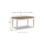 Set tavolo da pranzo allungabile ovale bianco e marrone, 9 pezzi, per 6 persone