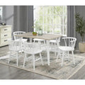 Set da pranzo Windsor a sette pezzi bicolore bianco, 6 posti a sedere