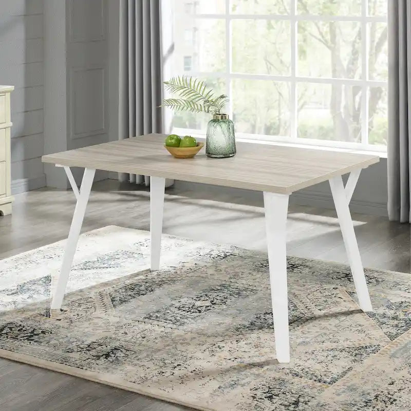 Set da pranzo Windsor a sette pezzi bicolore bianco, 6 posti a sedere