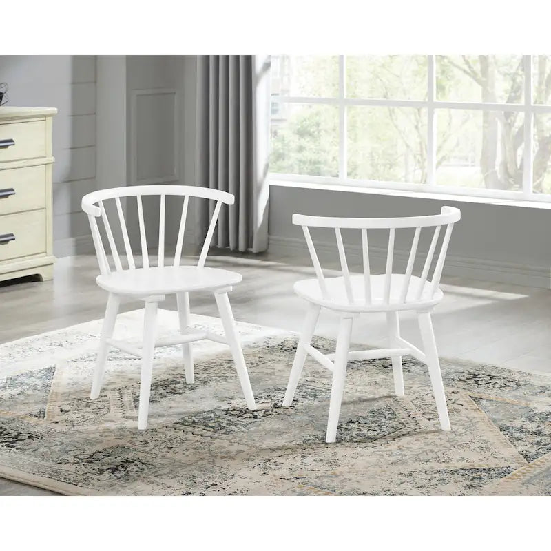 Set da pranzo Windsor a sette pezzi bicolore bianco, 6 posti a sedere