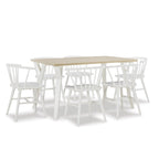 Set da pranzo Windsor a sette pezzi bicolore bianco, 6 posti a sedere