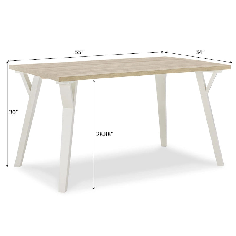 Set da pranzo Windsor a sette pezzi bicolore bianco, 6 posti a sedere