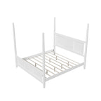 Letto a baldacchino matrimoniale king size bianco, griglia orizzontale, 1 persona