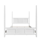 Letto a baldacchino matrimoniale king size bianco, griglia orizzontale, 1 persona