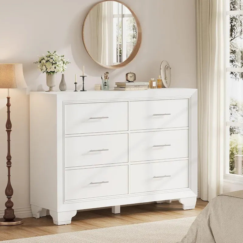 Comò a 6 cassetti bianco/grigio – Contenitore per camera da letto singola