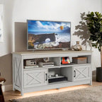 Mobile Porta TV Stile Rustico Bianco/Nero da 59" con Armadietti Contenitore, Montaggio da 1 Persona