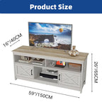 Mobile Porta TV Stile Rustico Bianco/Nero da 59" con Armadietti Contenitore, Montaggio da 1 Persona