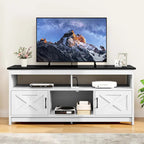 Mobile Porta TV Stile Rustico Bianco/Nero da 59" con Armadietti Contenitore, Montaggio da 1 Persona
